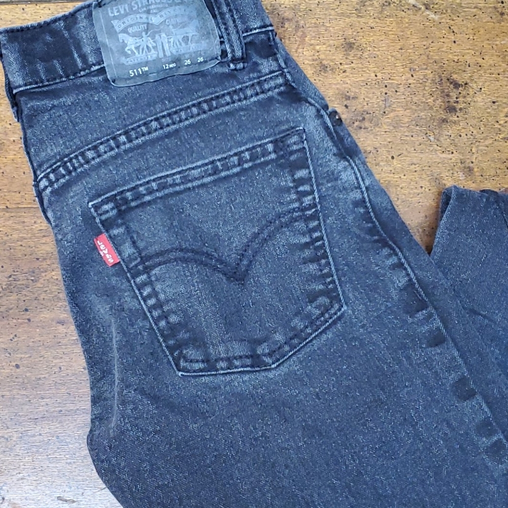 Boys black Levi's 511 slim jeans